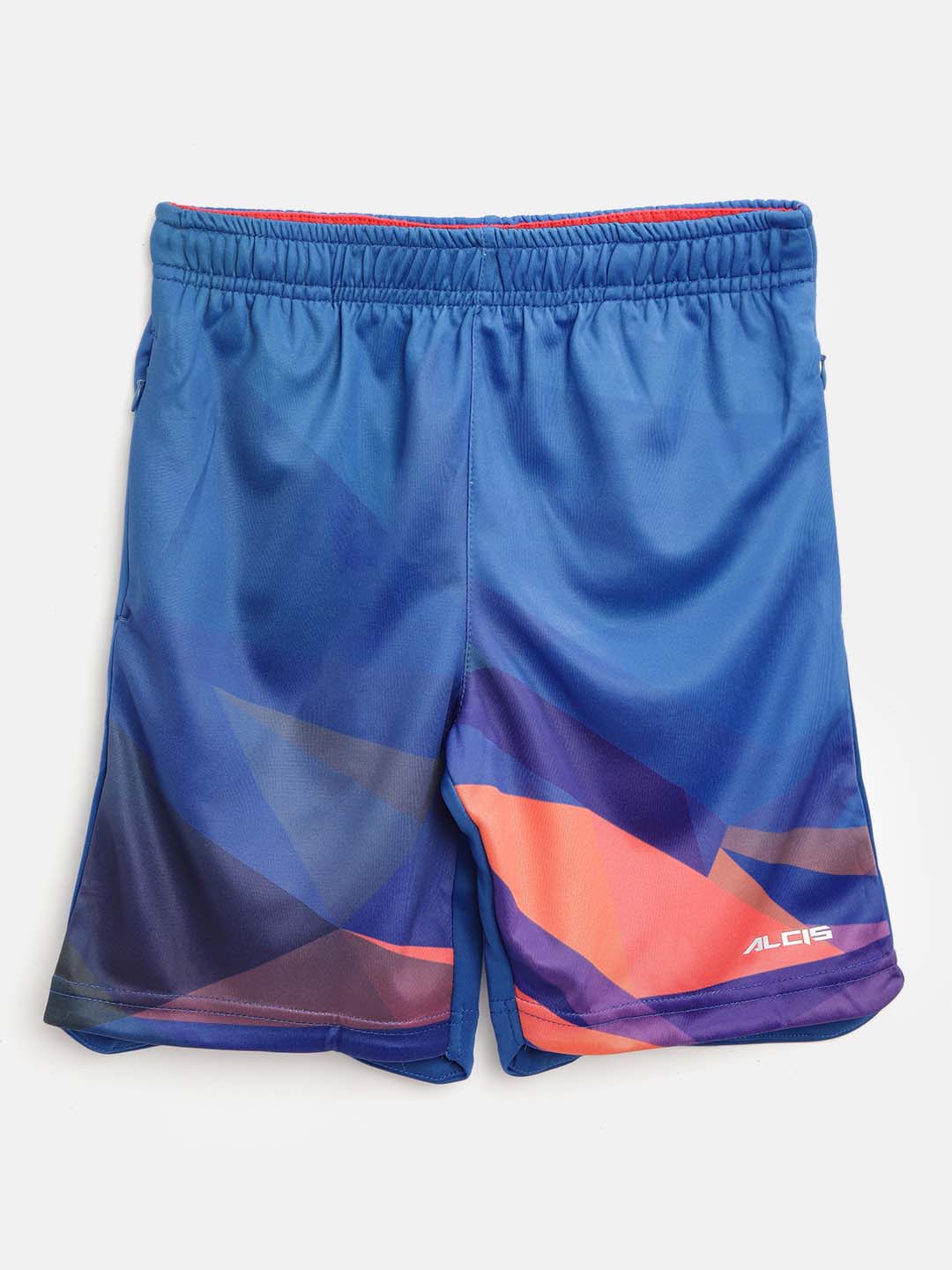 Alcis Boys Blue Solid Regular Fit Geometric Print Detail Sports Shorts BKS5061-4Y