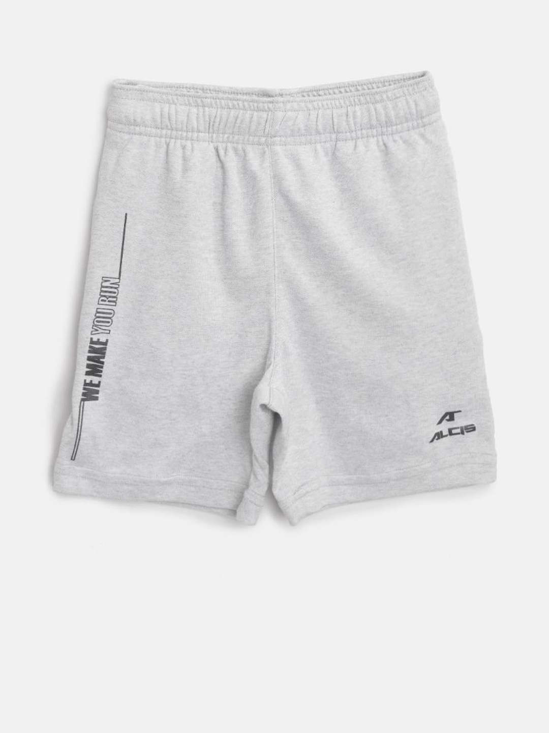 Alcis Boys Grey Melange Solid Slim Fit Running Sports Shorts BKS6181-4