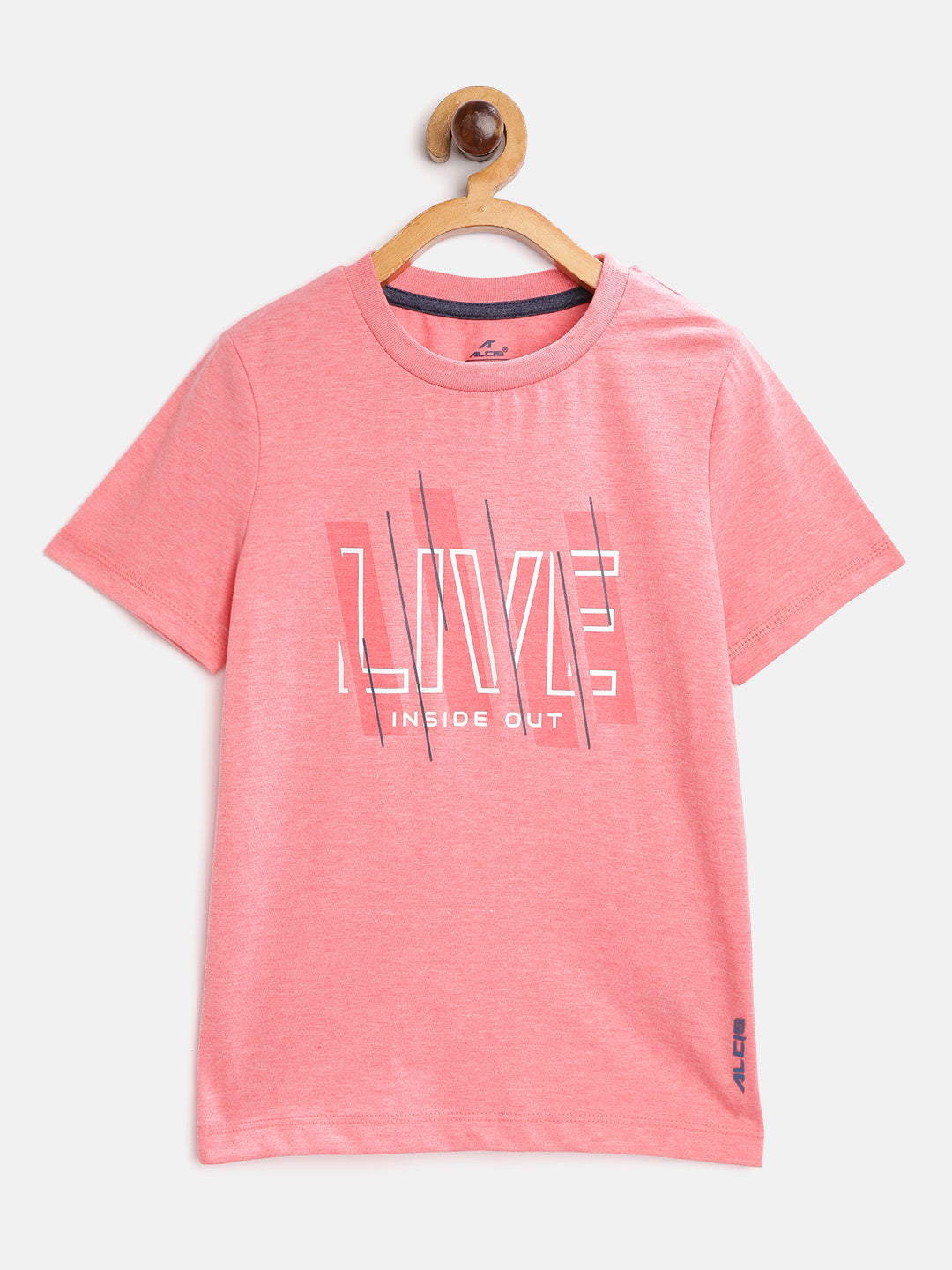 Alcis Boys Coral Pink Printed Round Neck T-shirt BSTSS0012-4Y