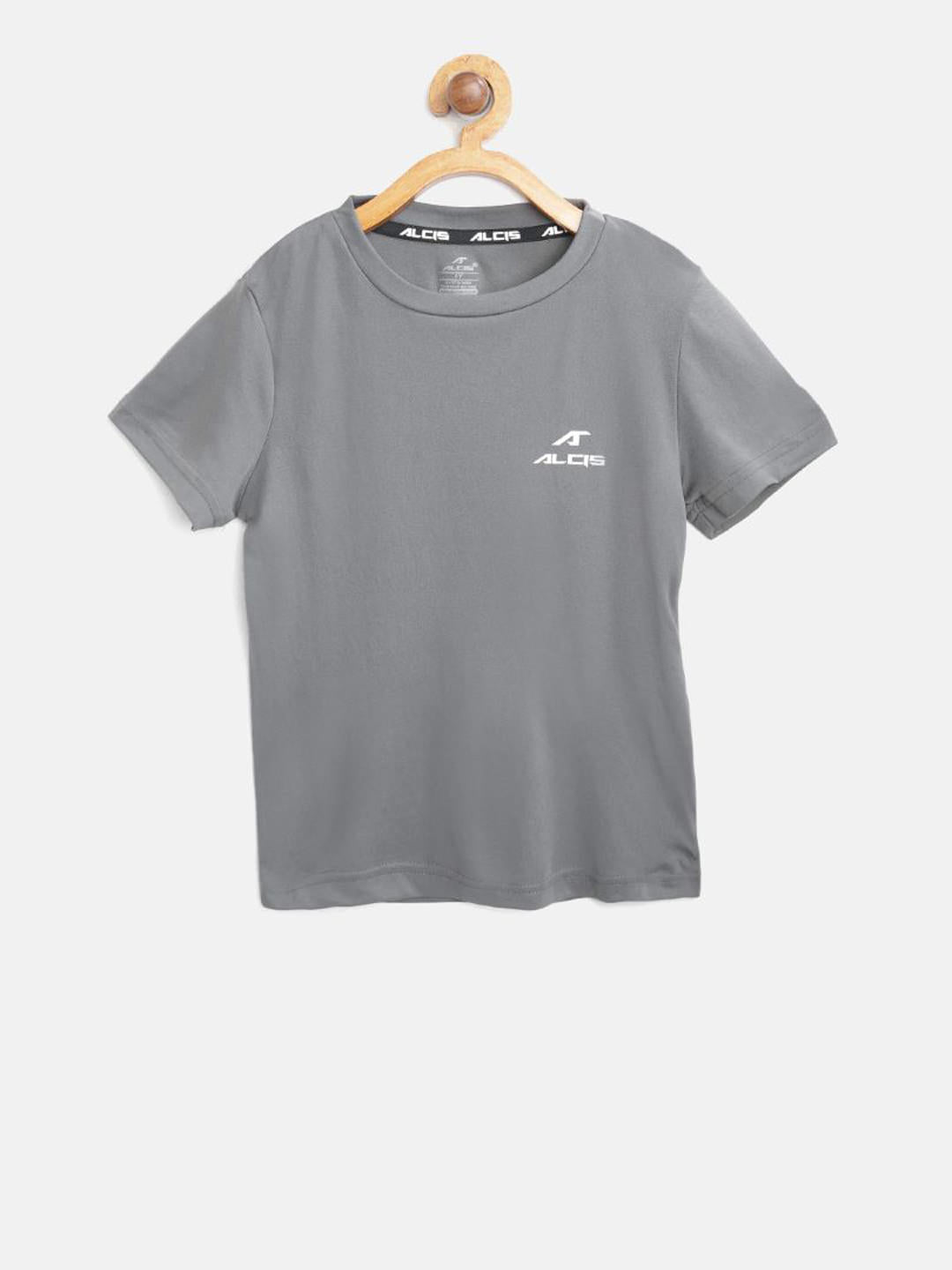 Alcis Boys Grey Solid Slim Fit Round Neck T-shirt BTE8032-4