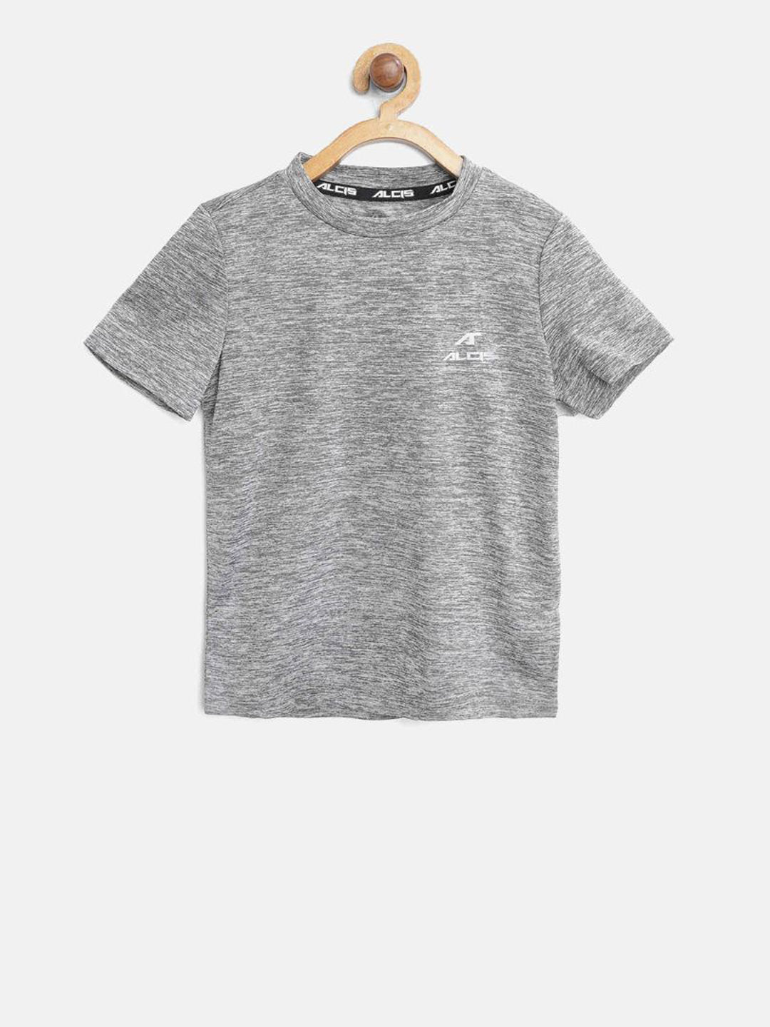 Alcis Boys Grey Self-Design Slim Fit Round Neck T-shirt BTE8051-4