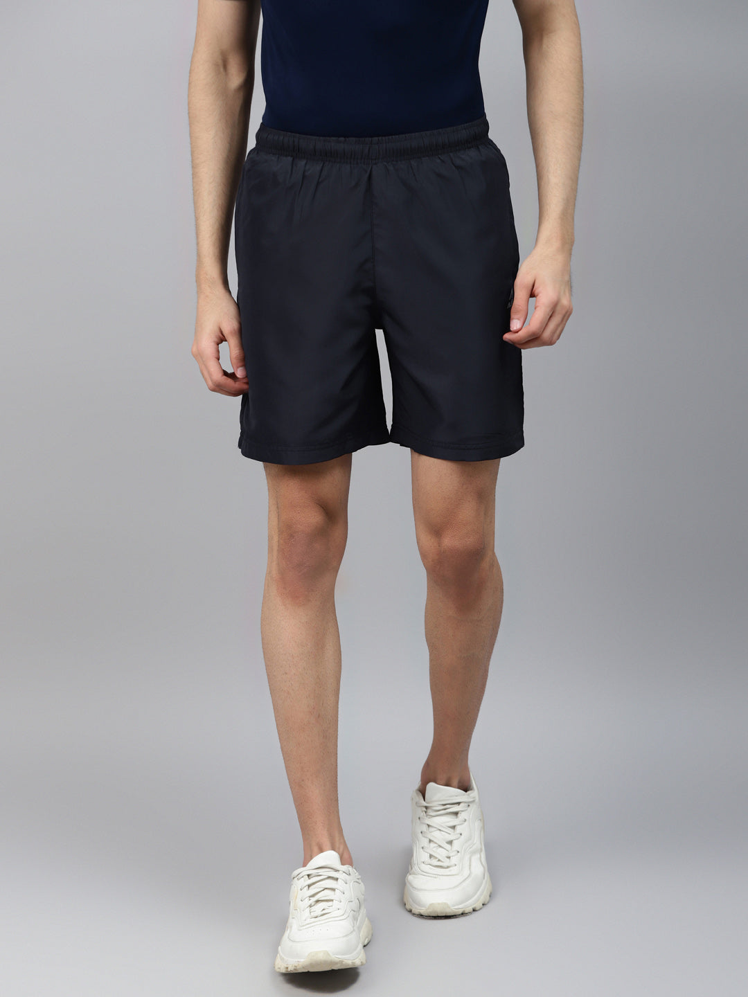 Alcis Men Navy Blue Solid Slim Fit Sports Shorts CPCSH03-S
