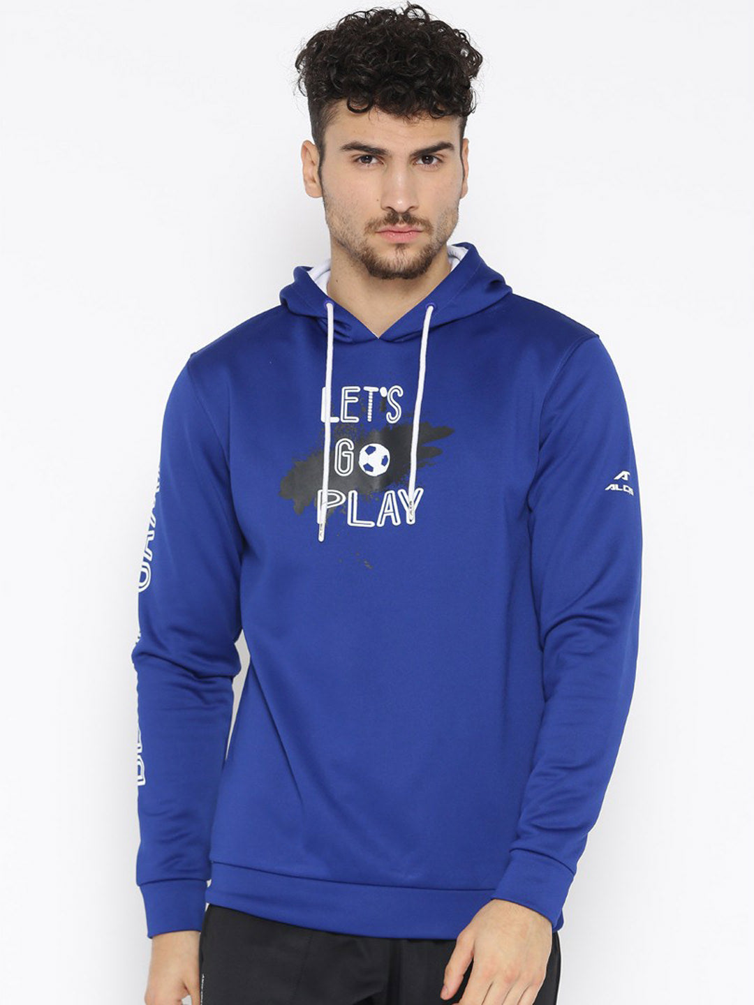 Alcis Men Blue Printed Hooded Sweatshirt ECJBMSH0014-S