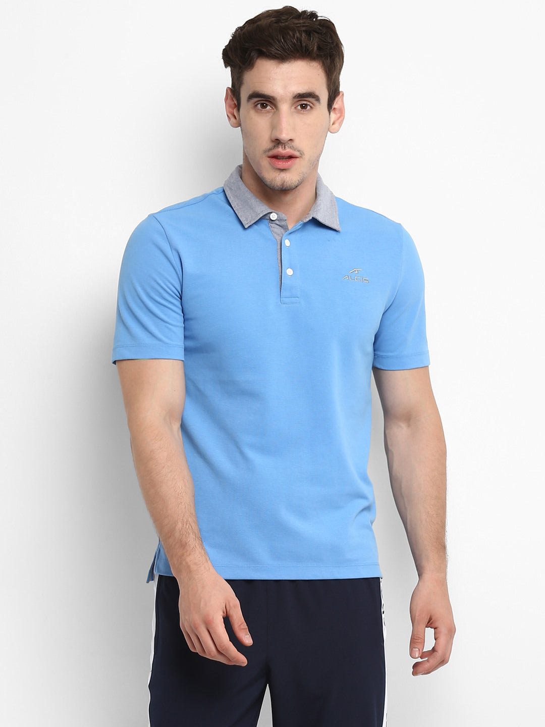 Alcis Mens Solid Blue Polo T-Shirt ECMPO02020 ECMPO02020-S