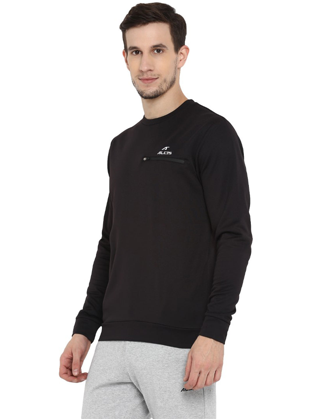Alcis Men Solid Black Sweatshirt
