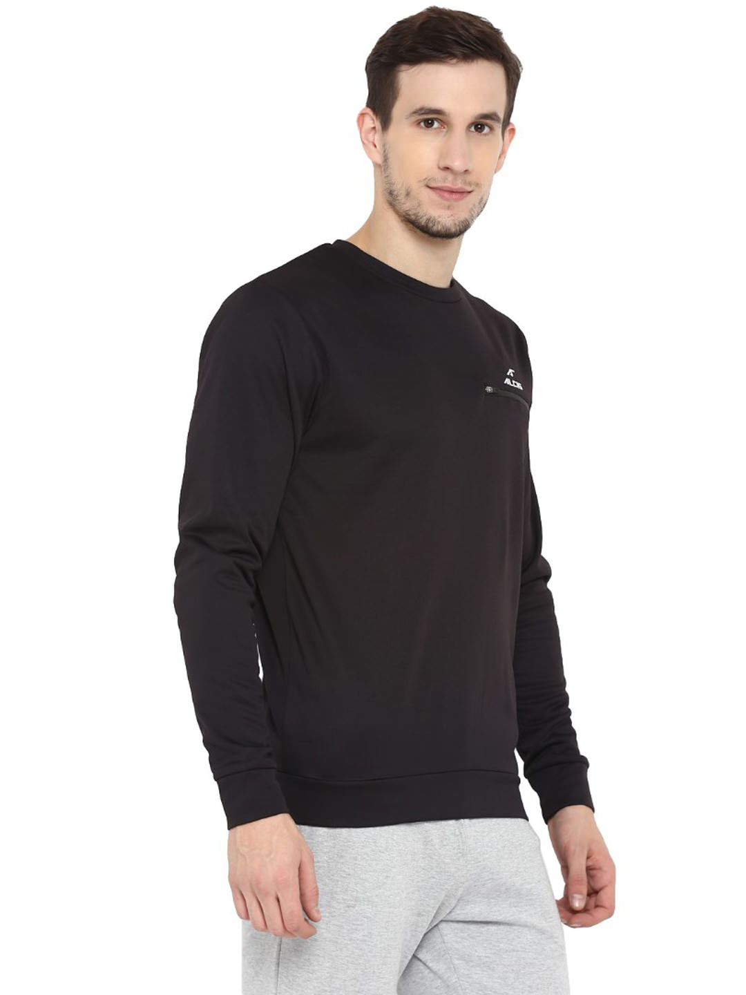 Alcis Men Solid Black Sweatshirt