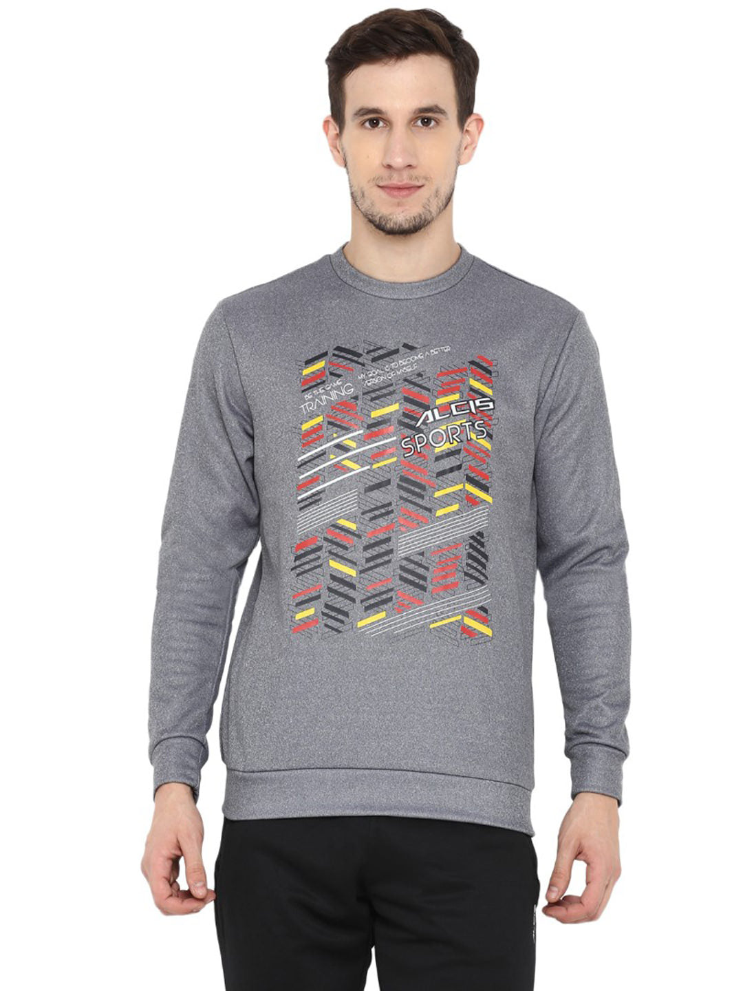 Alcis Men Printed Grey Sweatshirts