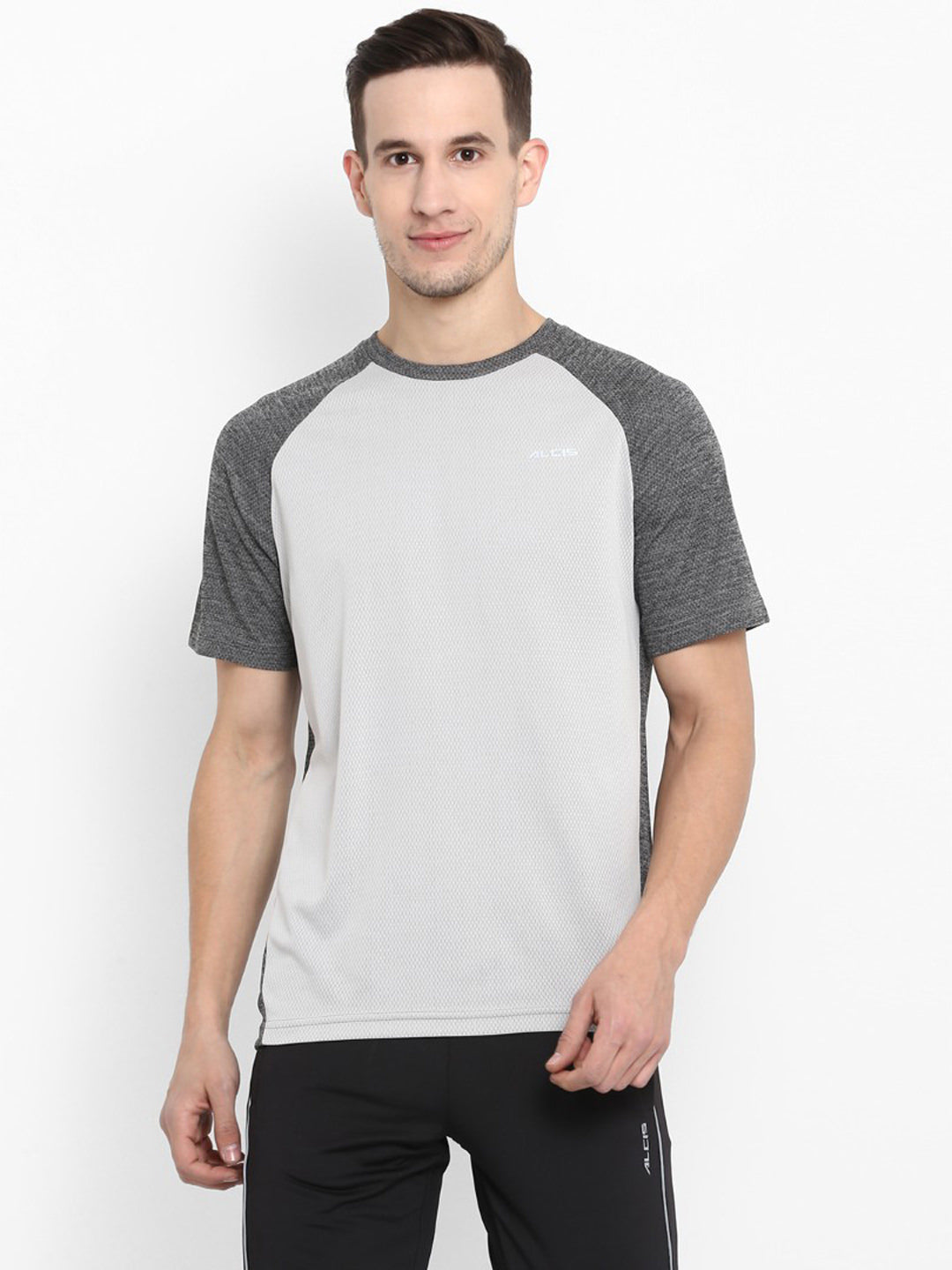 Alcis Men Grey Solid Round Neck Running T-shirt