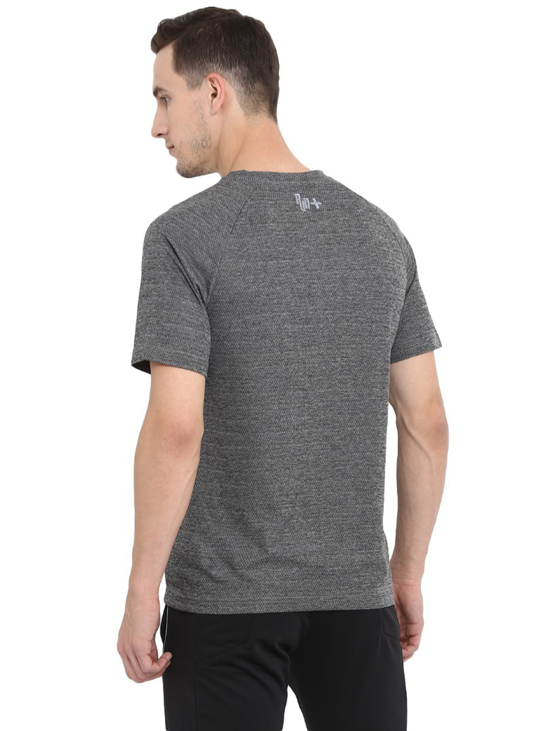 Alcis Men Grey Solid Round Neck Running T-shirt