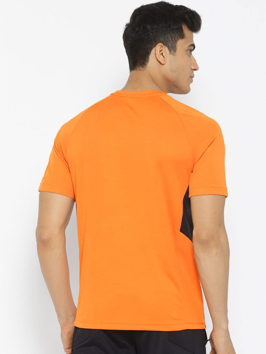Alcis Men Orange  Charcoal Grey Printed Round Neck Training T-shirt
