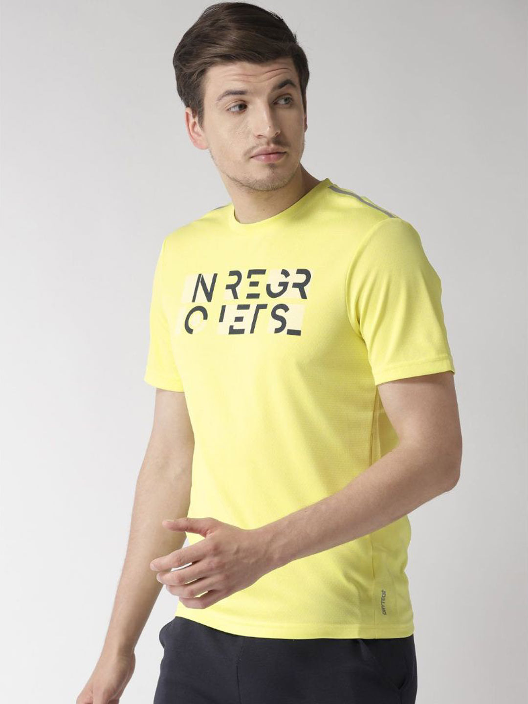 Alcis Men Yellow Printed Round Neck T-shirt