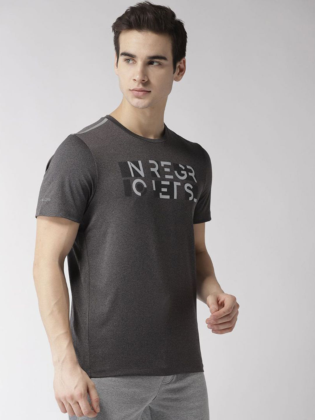 Alcis Men Grey Printed Round Neck T-shirt