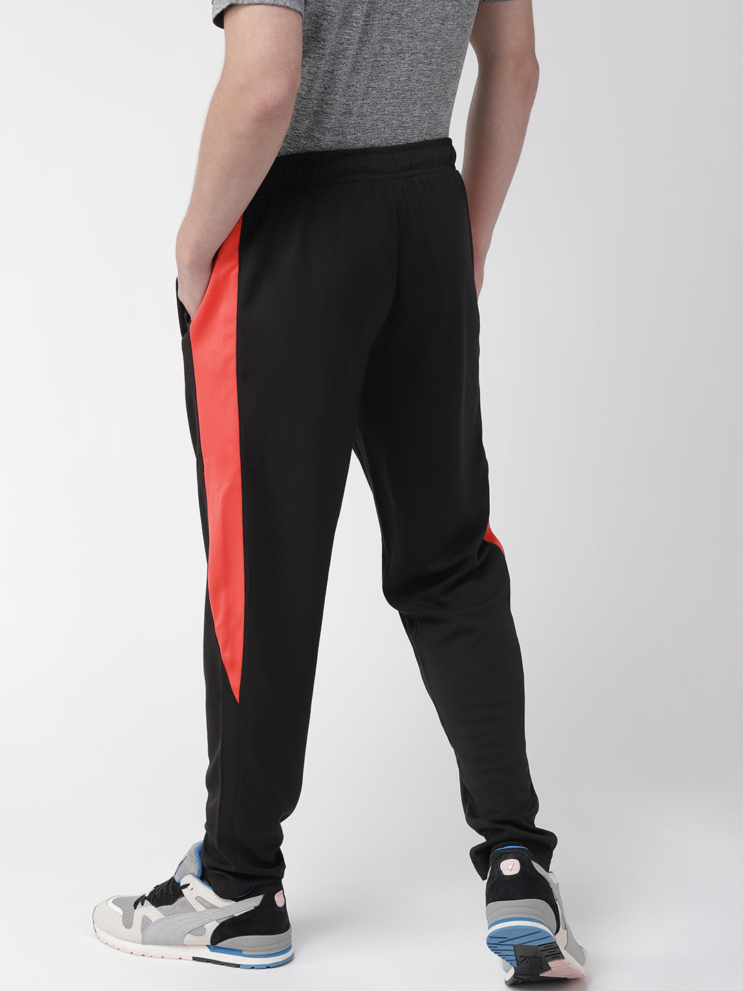 Alcis Men Black  Red Slim Fit Solid Running Track Pants
