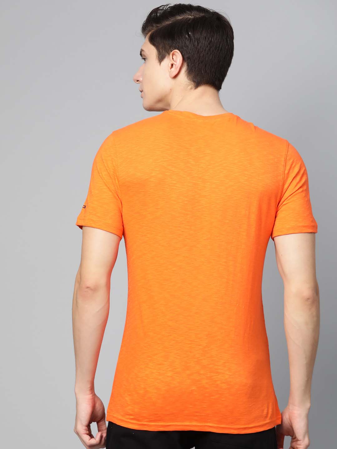 Alcis Men Orange Printed Round Neck T-shirt