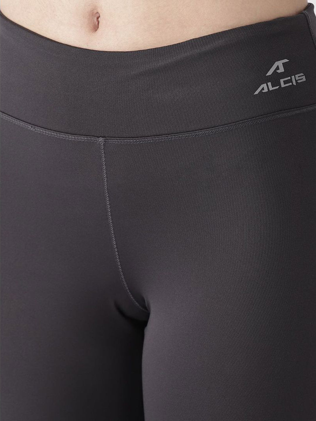 Alcis Women Charcoal Grey Solid Training Tights