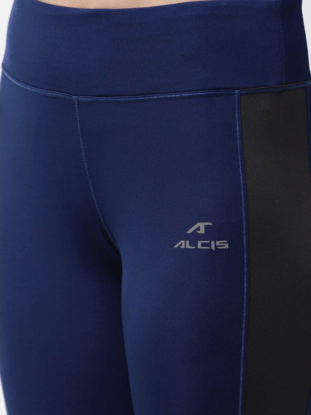 Alcis Women Blue  Black Solid Tights