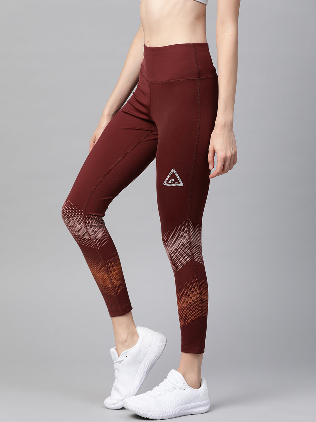 Alcis Women Maroon Printed Detail Cropped Tights
