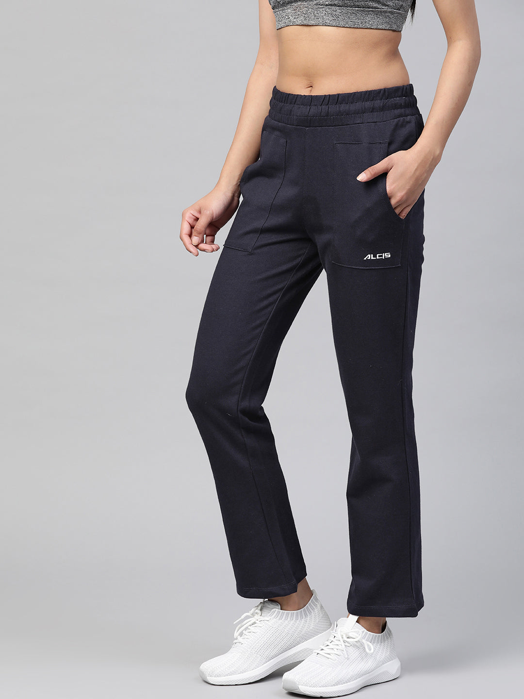 Alcis Women Navy Blue Solid Track Pants