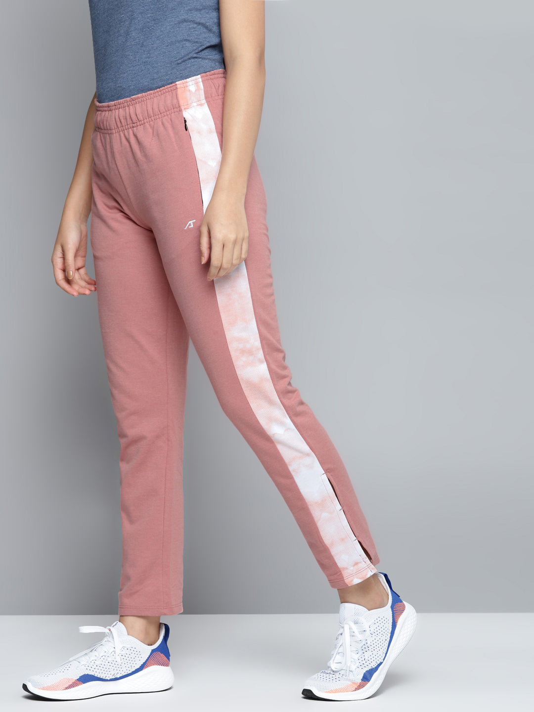 Alcis Women Pink Solid Slim Fit Track Pants with Side Taping Detail