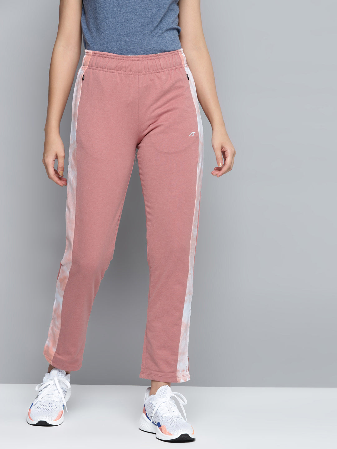 Alcis Women Pink Solid Slim Fit Track Pants with Side Taping Detail