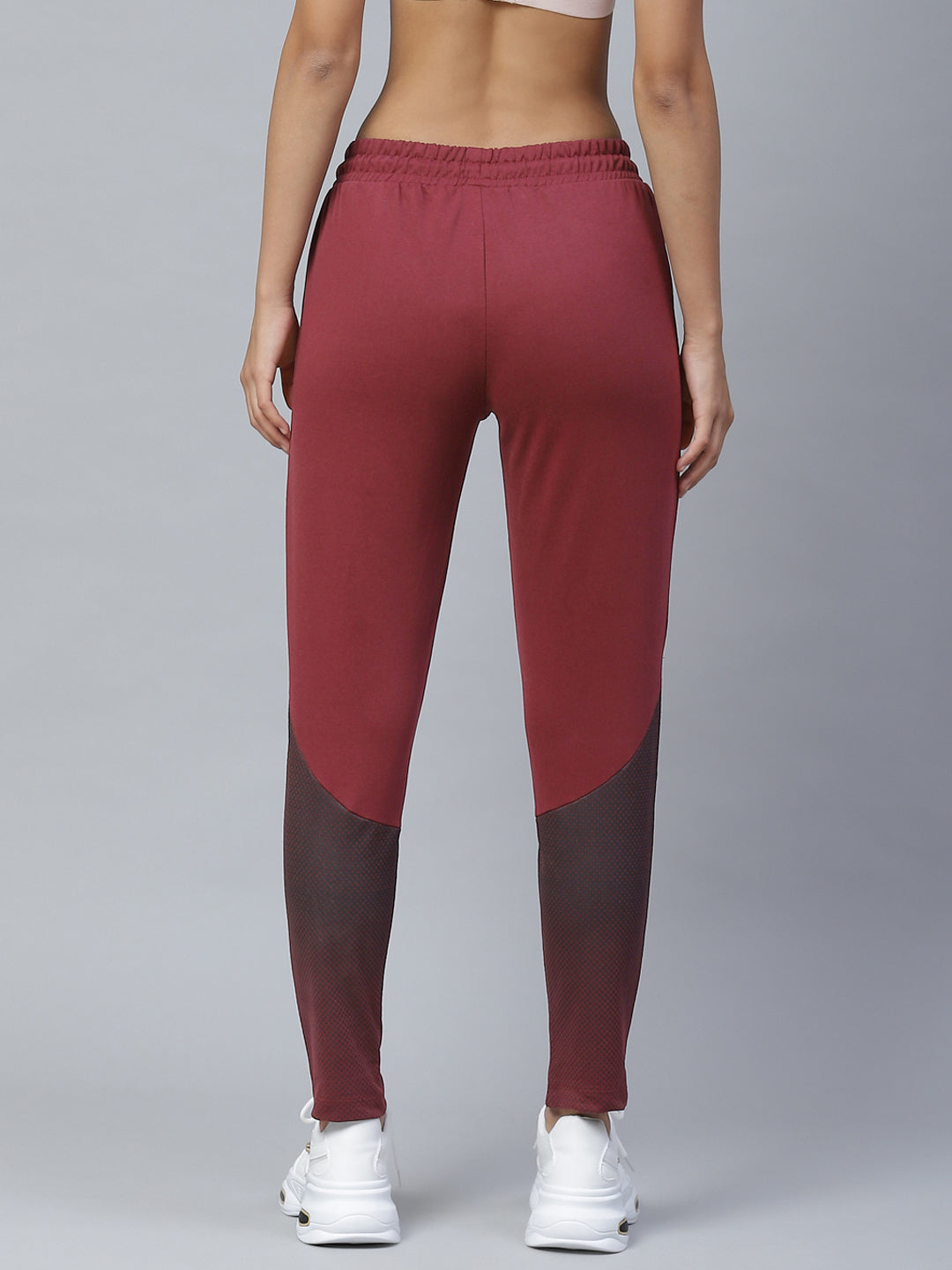 Alcis Women Maroon Geometric Print Slim Fit Track Pants