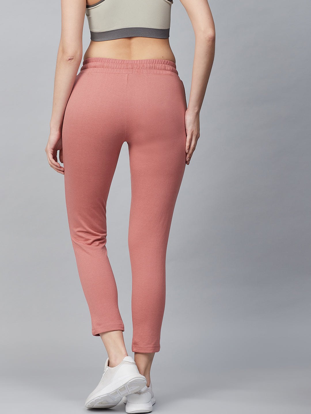 Alcis Women Peach-Coloured Slim Fit Solid Cropped Track Pants  ECWPASS2104224-S