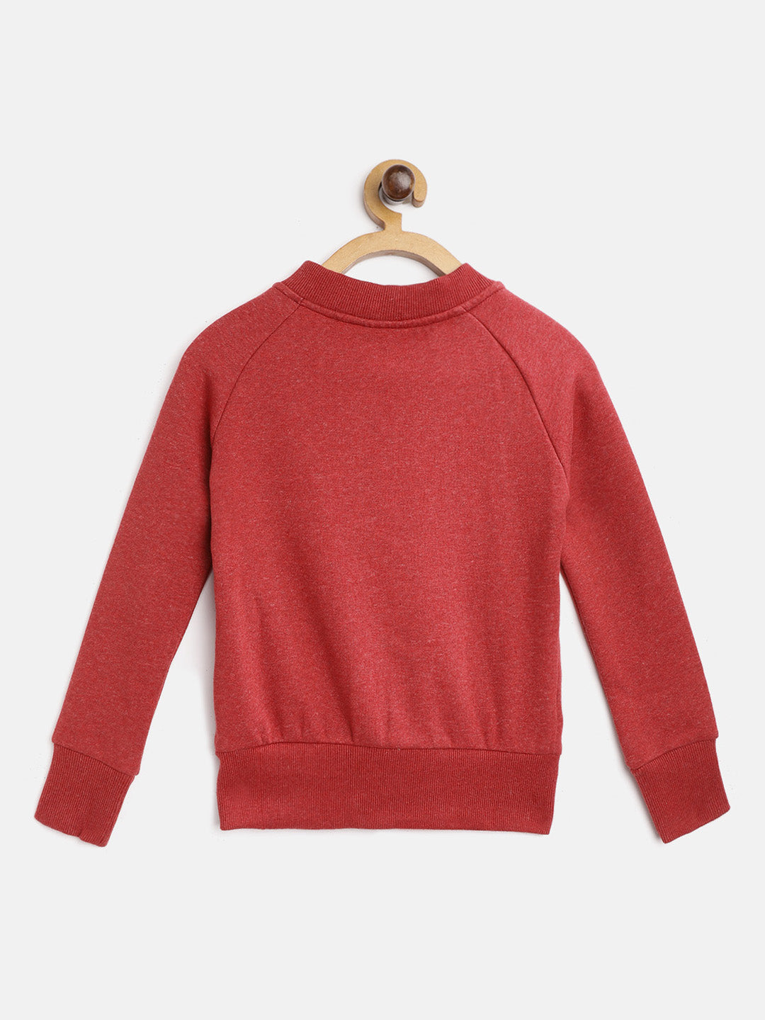 Alcis Girls Red Solid Sweatshirt with Printed Detail