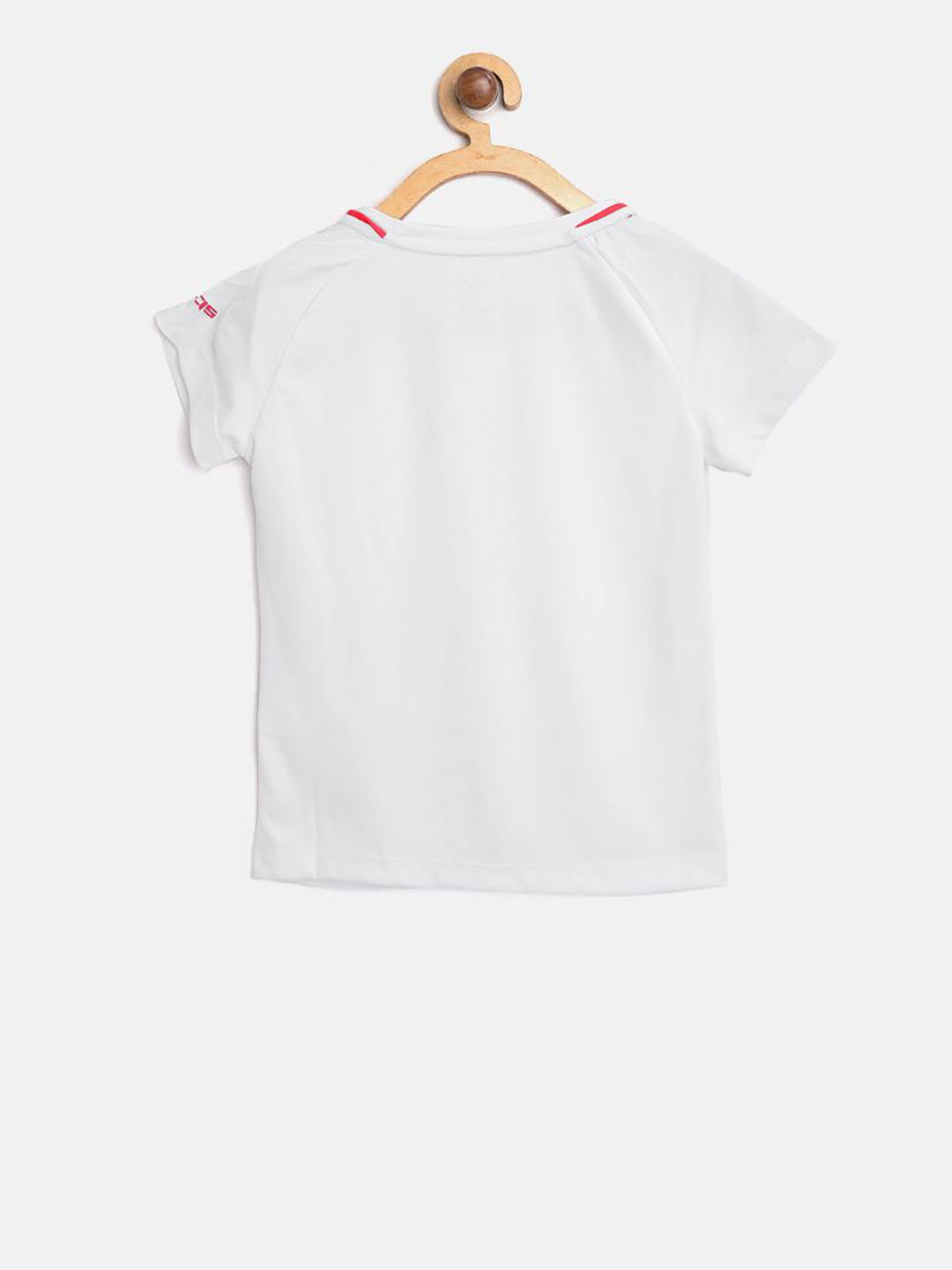 Alcis Girls White Printed Slim Fit Round Neck Training T-shirt