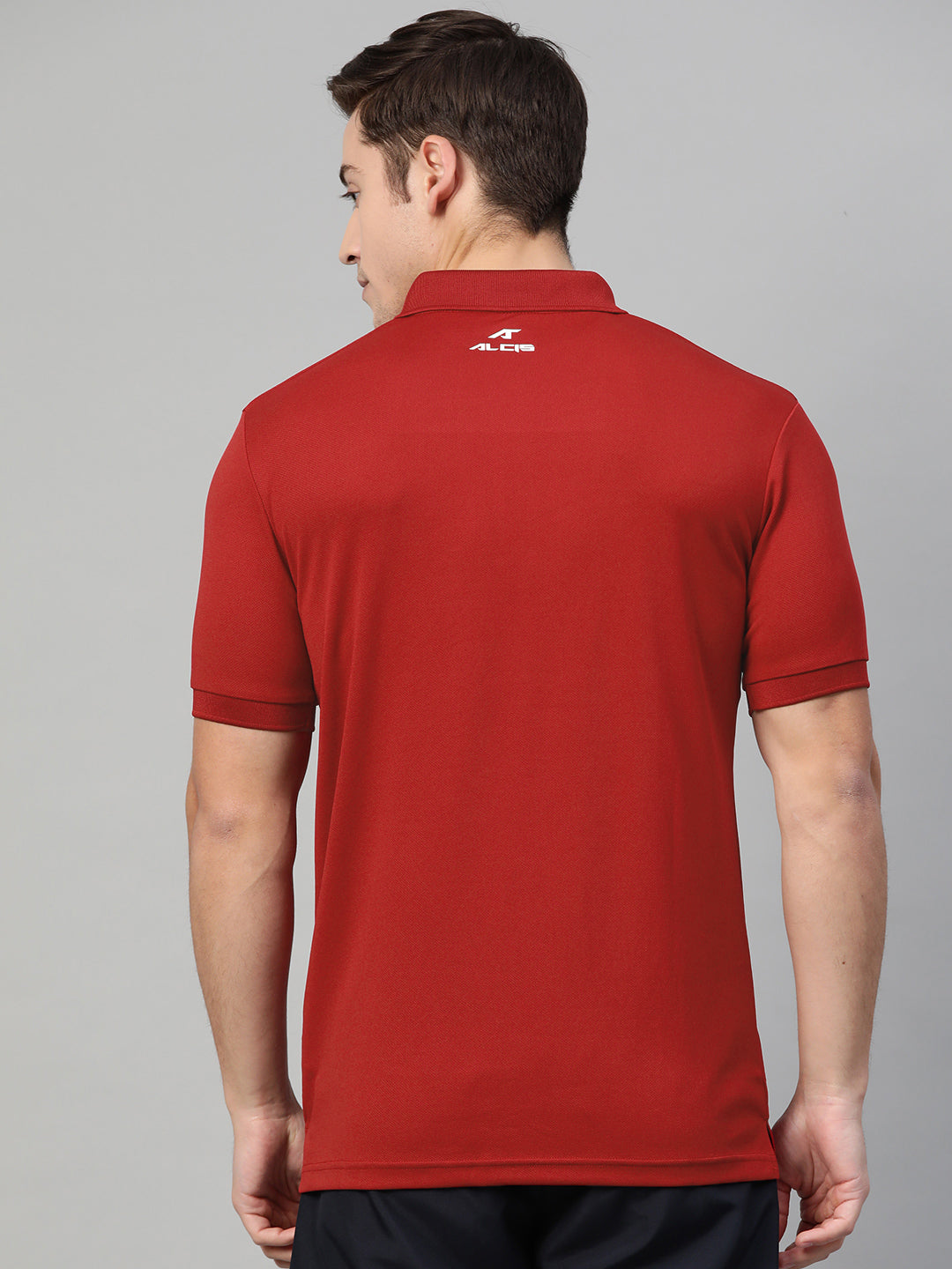 Alcis Men Red Solid Polo Collar T-shirt