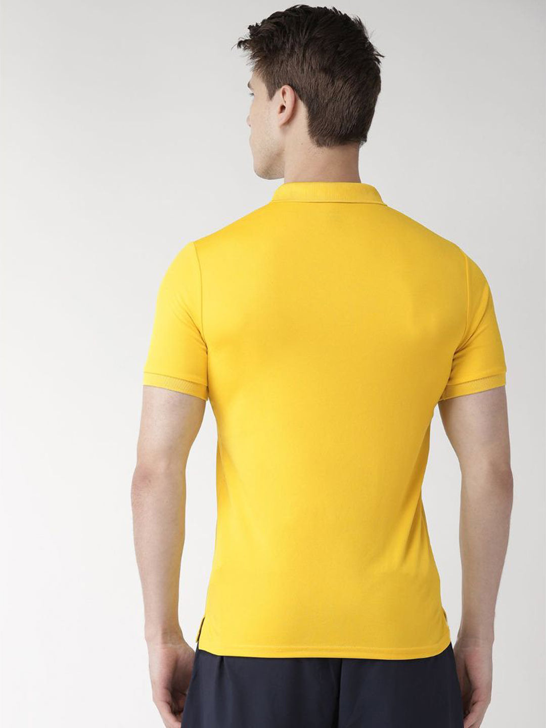 Alcis Men Yellow Solid Polo Collar T-shirt