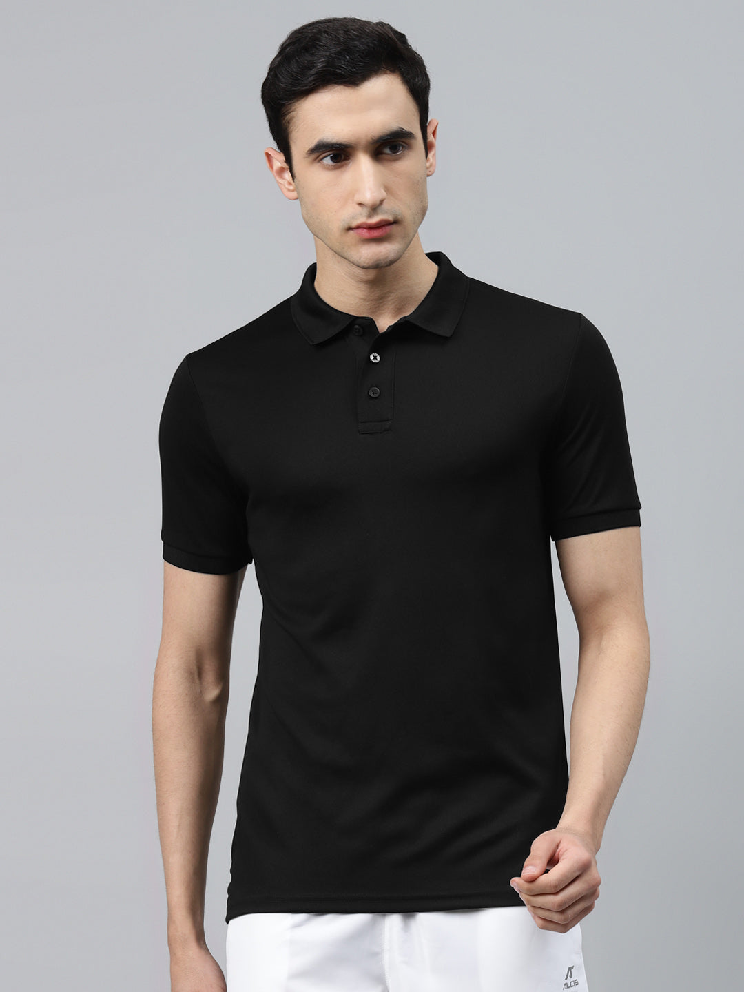 Alcis Men Black Solid Polo Collar T-shirt