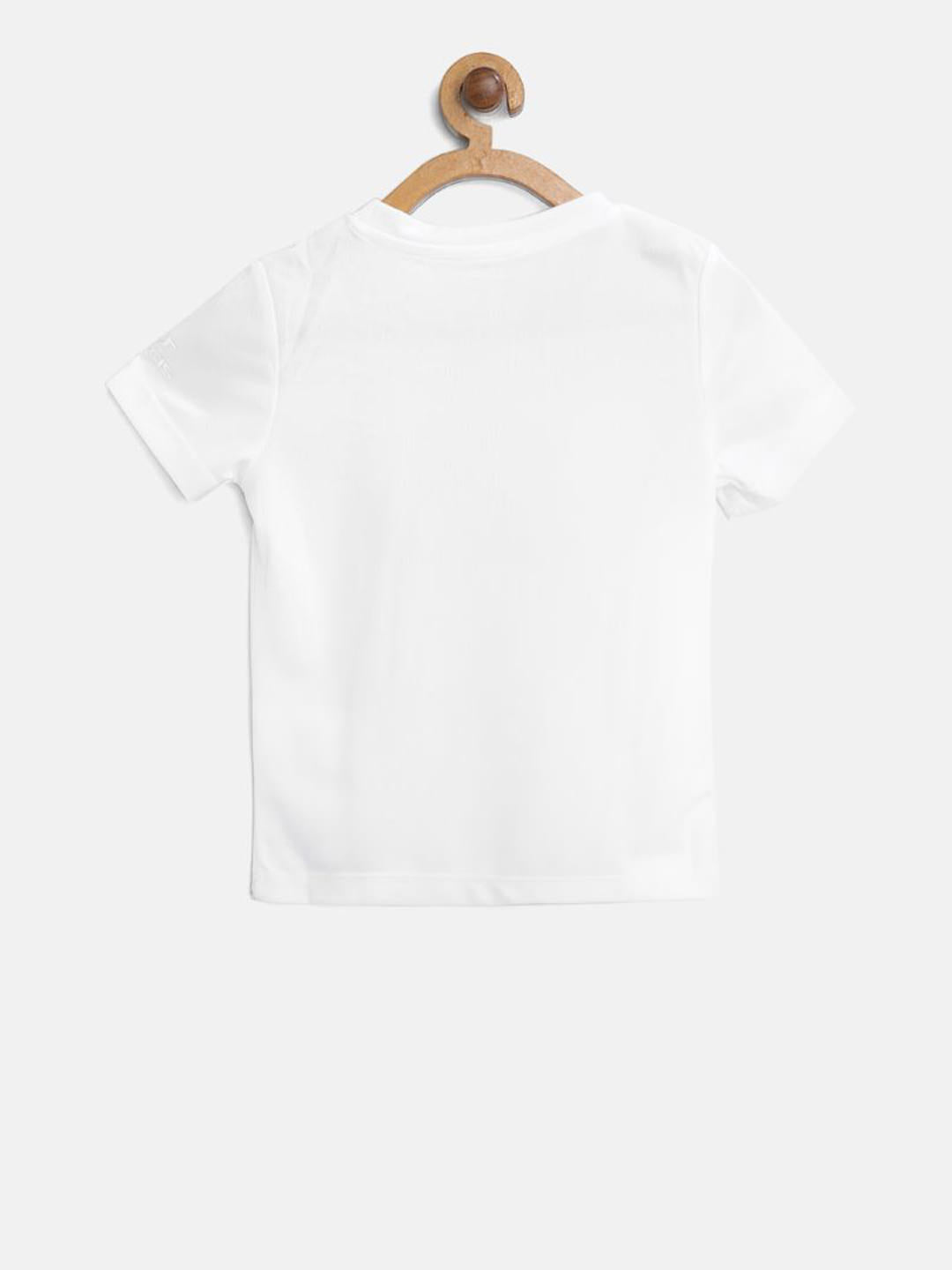 Alcis Boys White Printed Slim Fit Round Neck T-shirt