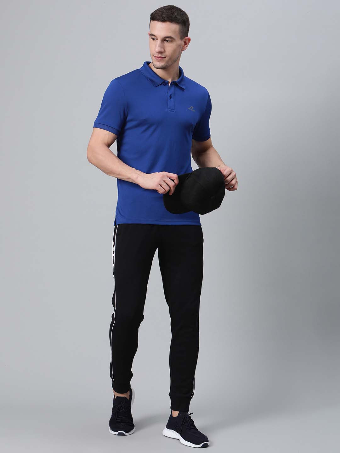 Alcis Men Blue Solid Polo Collar Badminton T-shirt