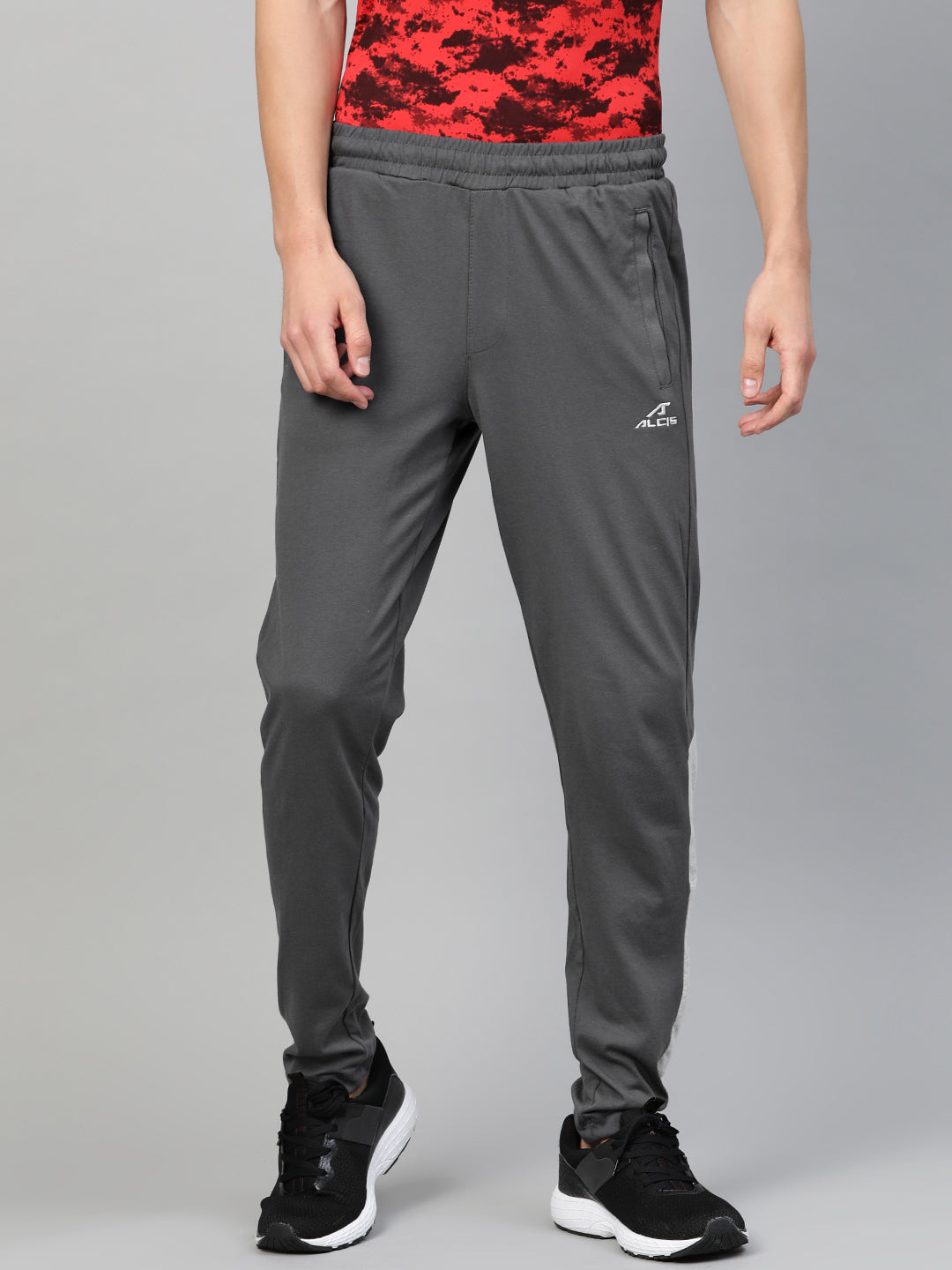 Alcis Men Charcoal Grey Slim Fit Solid Track Pants