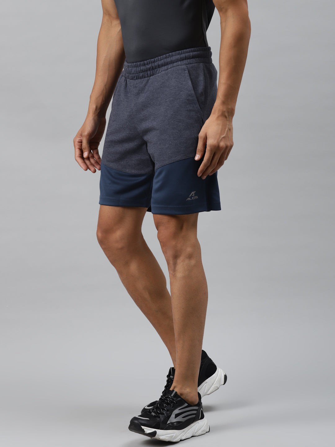 Alcis Men Navy Blue Colourblocked Slim Fit Sports Shorts