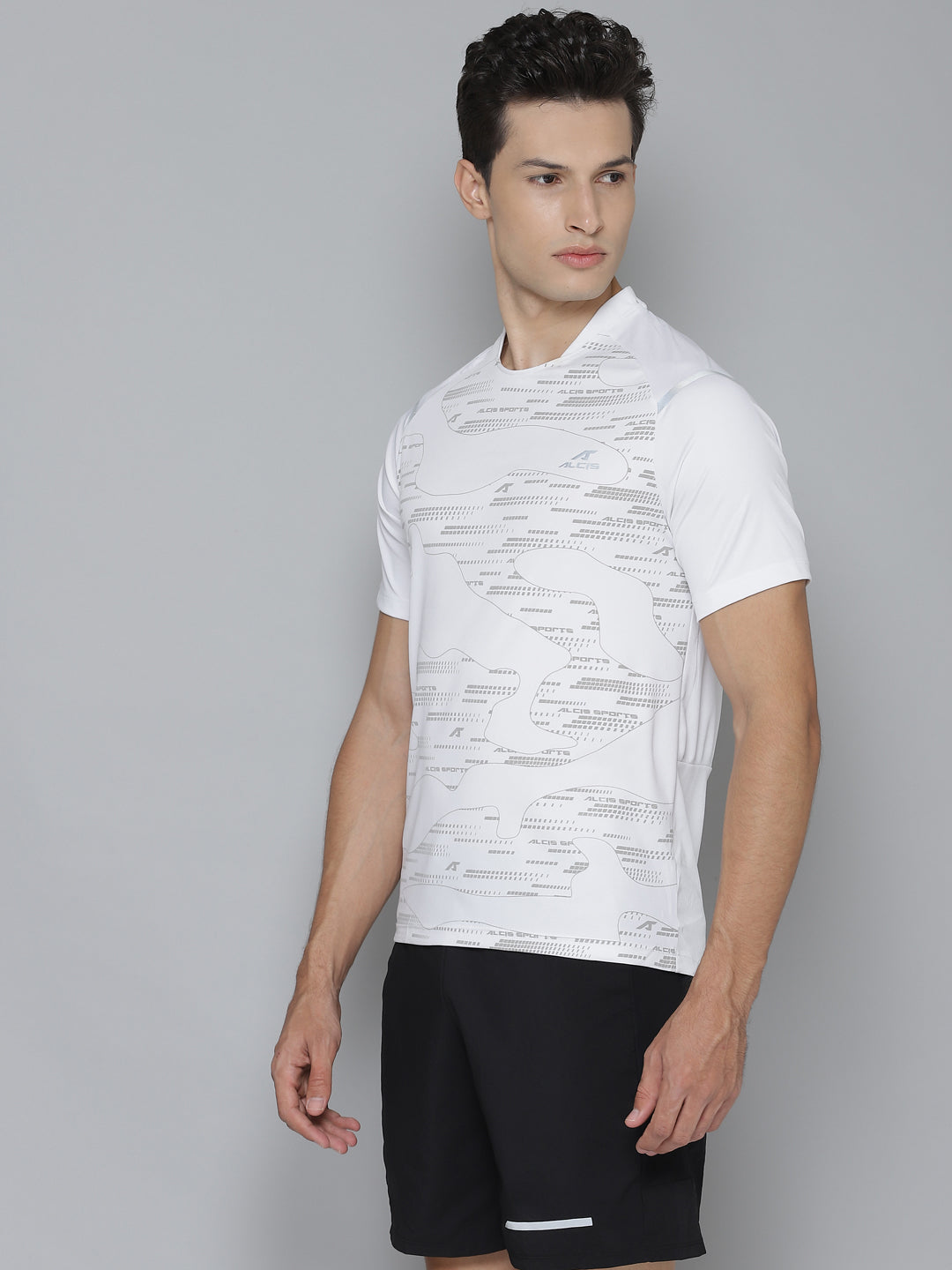 Alcis Men Self Design White Tshirts