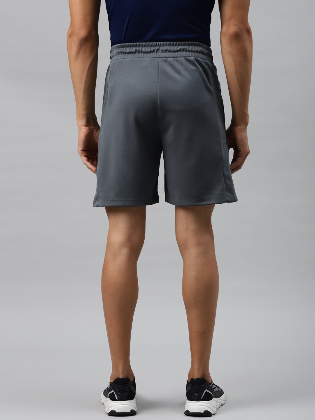 Alcis Men Grey  Black Geometric Printed Slim Fit Sports Shorts