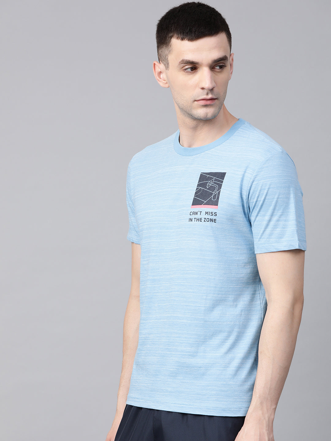 Alcis Men Blue Solid Round Neck T-shirt