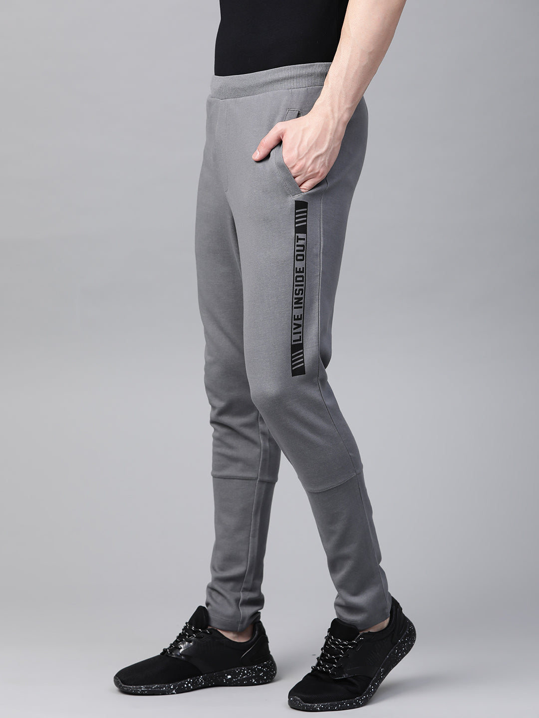 Alcis Men Grey Straight Fit Solid Track Pants