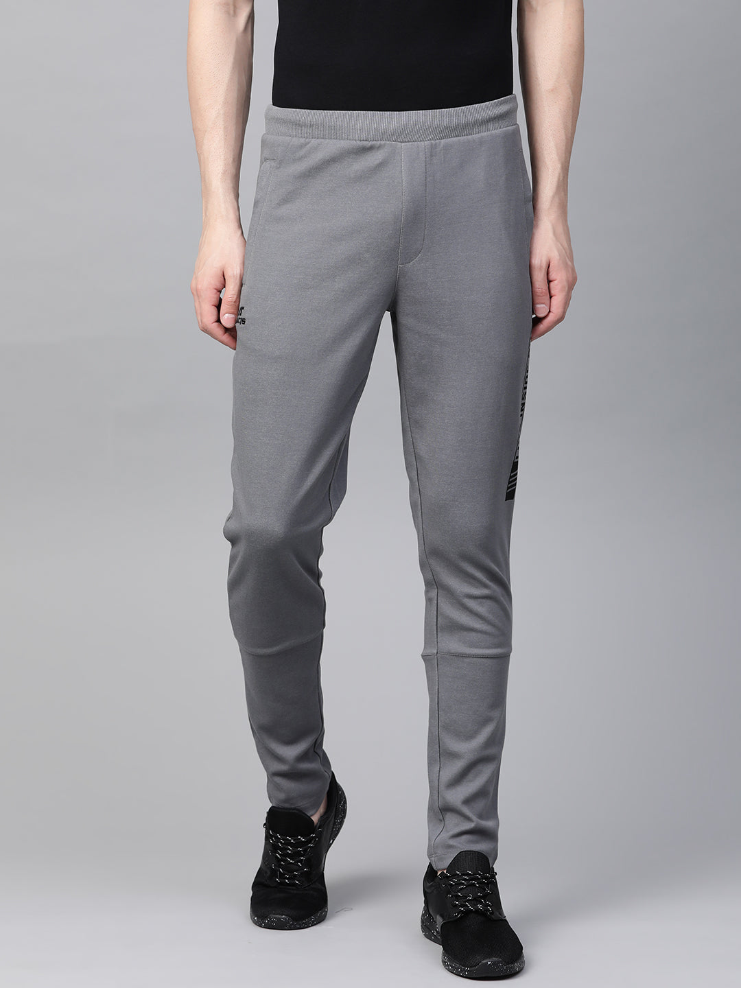 Alcis Men Grey Straight Fit Solid Track Pants