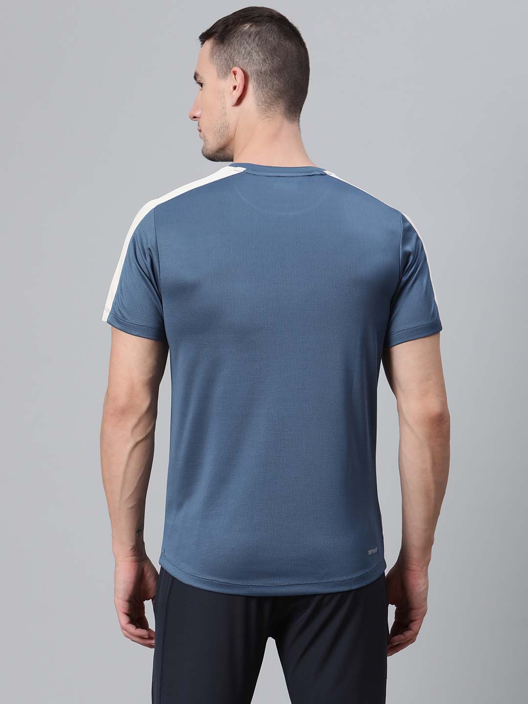 Alcis Men Blue Self Design Round Neck Training T-shirt