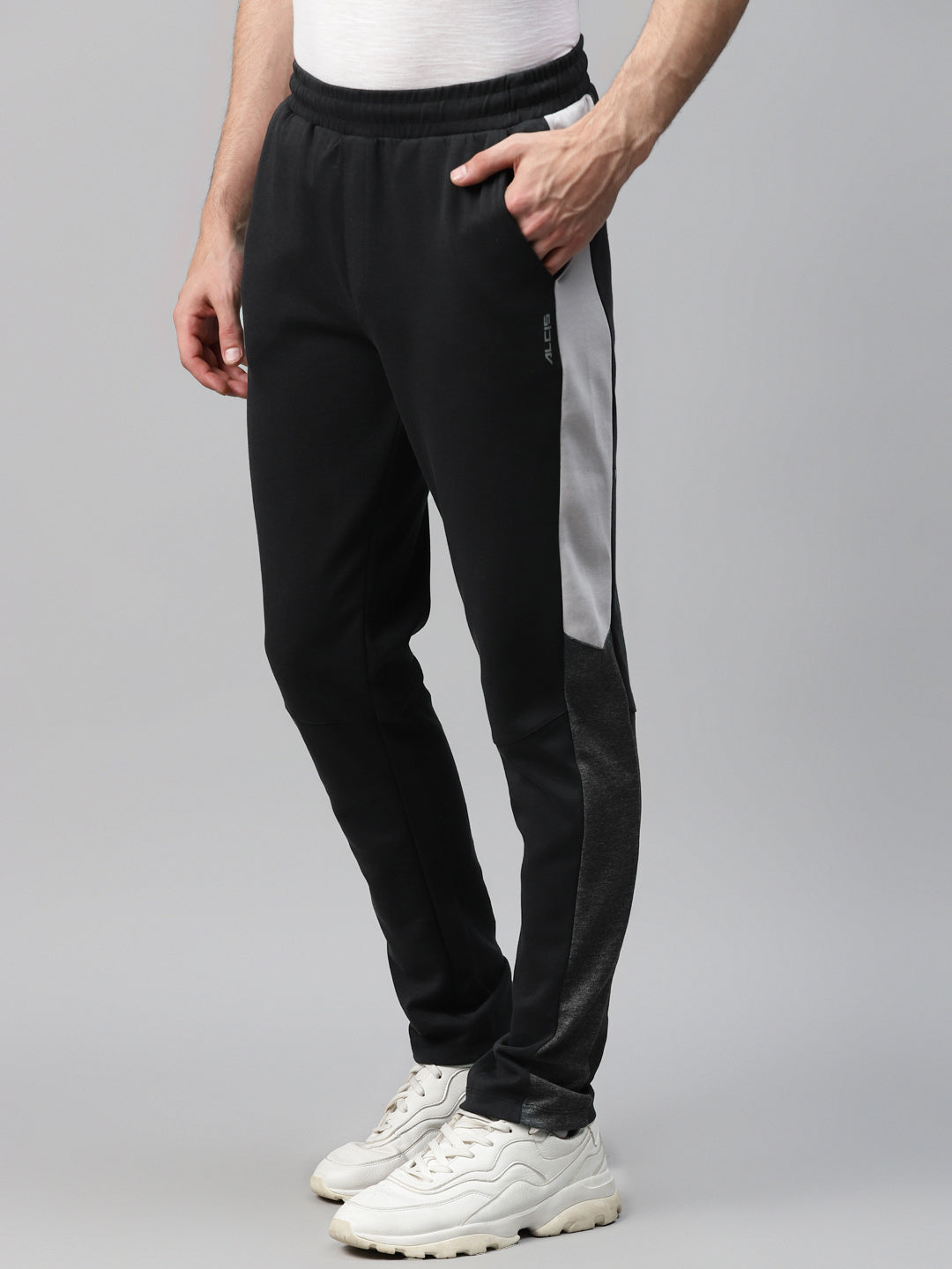 Alcis Men Black Solid Slim Fit Pure Cotton Training Track Pants
