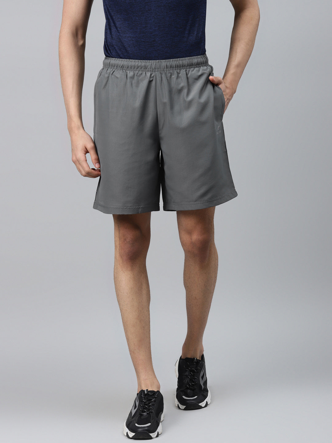 Alcis Men Grey Solid Regular Fit Sports Shorts