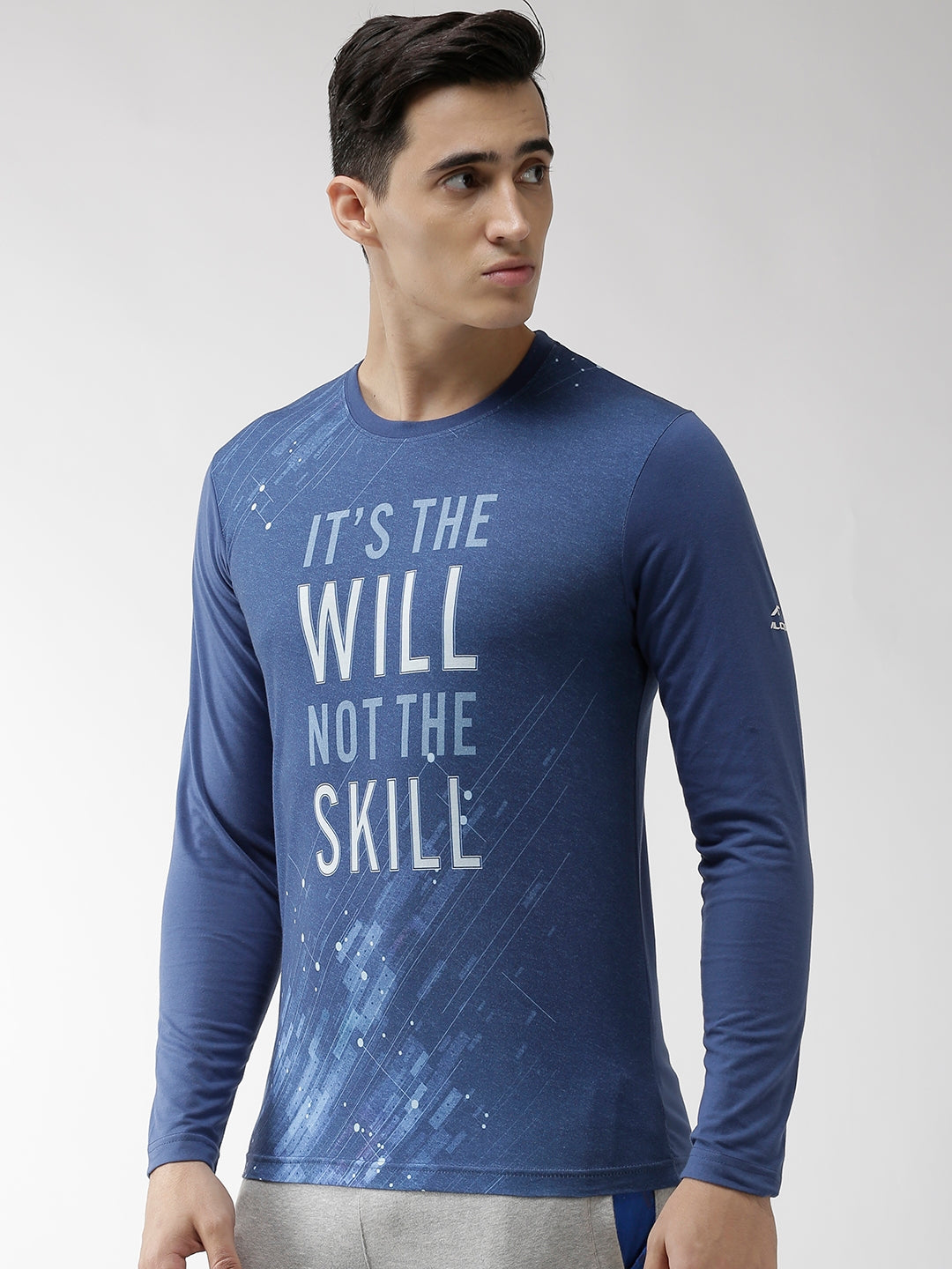 Alcis Men Navy Blue Printed Round Neck Training T-shirt