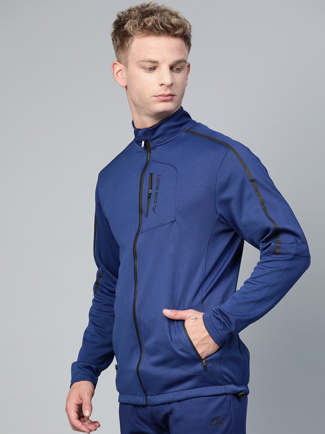 Alcis Men Blue Solid Sports Jacket