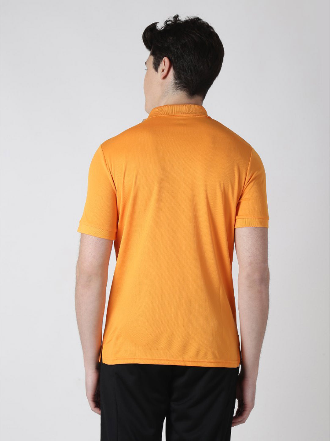 Alcis Men Orange Solid Polo Collar T-shirt