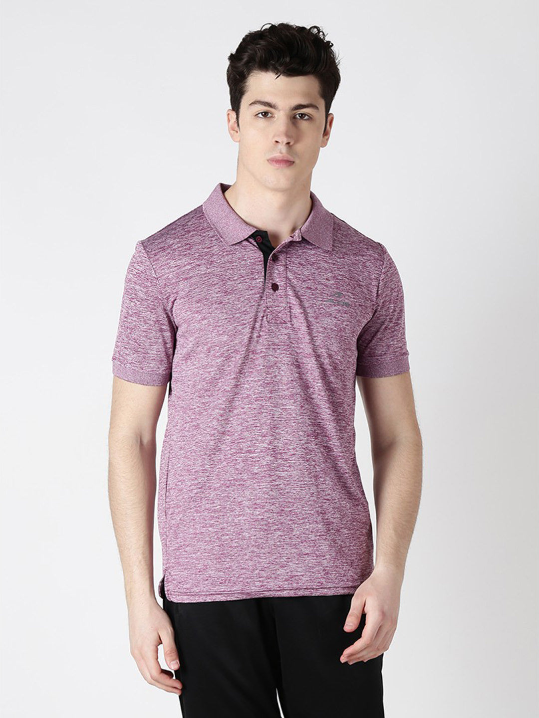 Alcis Men Purple Solid Polo Collar T-shirt