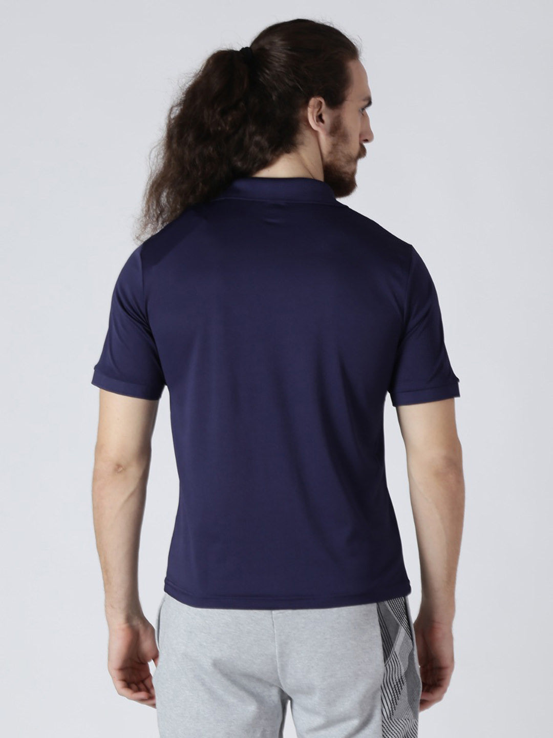 Alcis Men Navy Blue Printed Polo Collar T-shirt