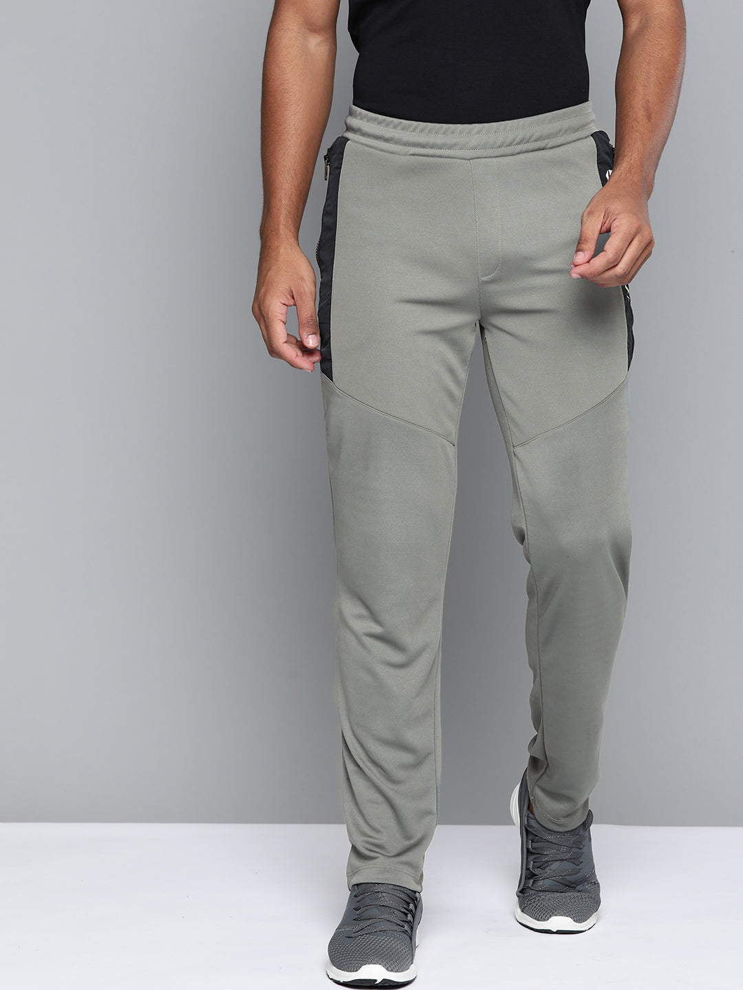Alcis Men Grey Slim Fit Solid Running Track Pants