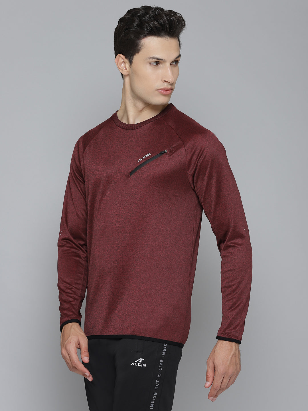 Alcis Men Solid Maroon Sweatshirts